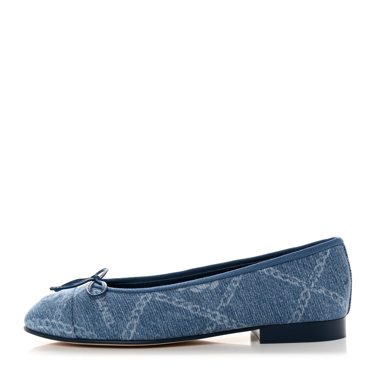 Denim Printed CC Cap Toe Ballerina Flats 36.5 Light Blue White