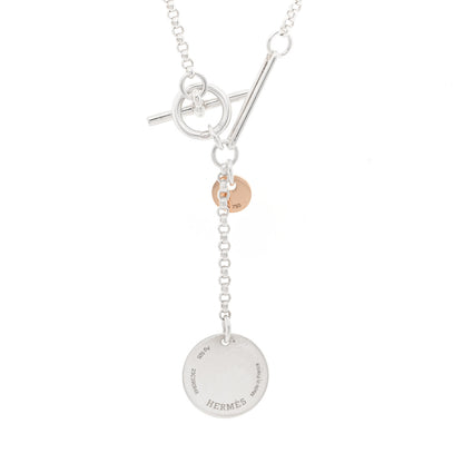 Hermes Sterling Silver 18K Rose Gold PM Ex-Libris Pendant Necklace 4 of 4