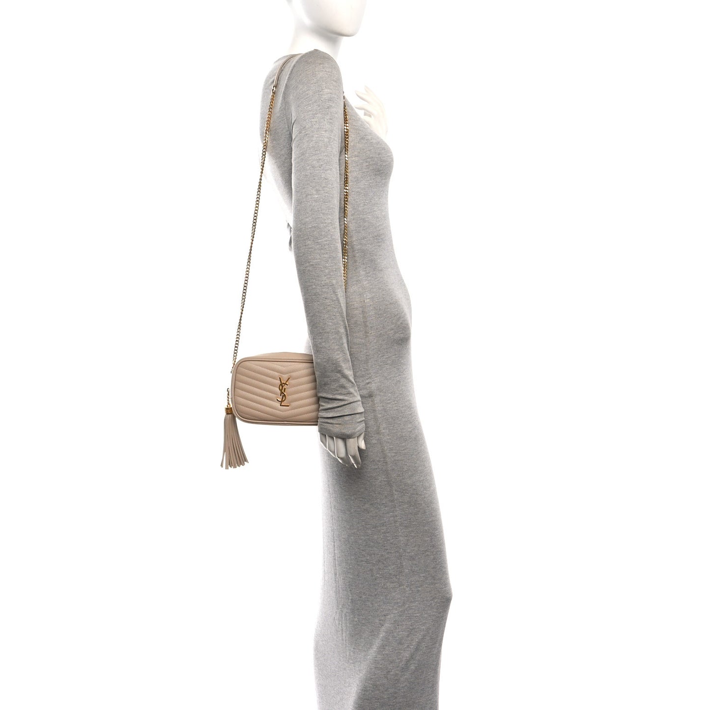 Grain De Poudre Matelasse Monogram Mini Lou Camera Bag Dark Beige