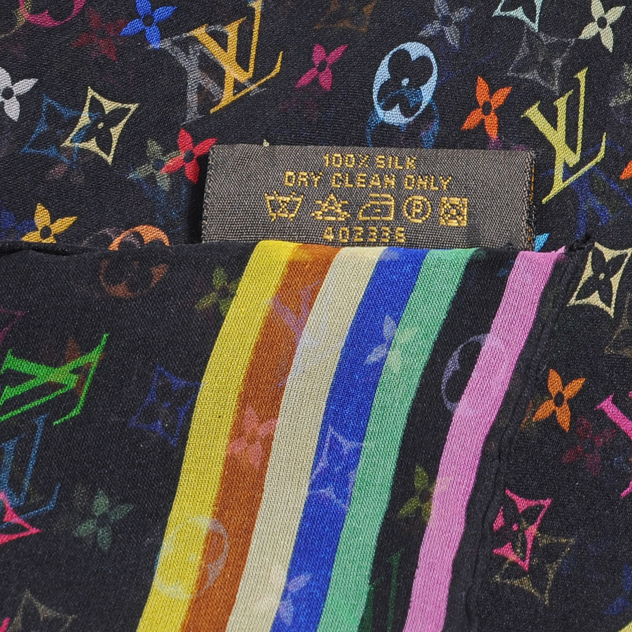 Silk Monogram Multicolor Square Scarf Black