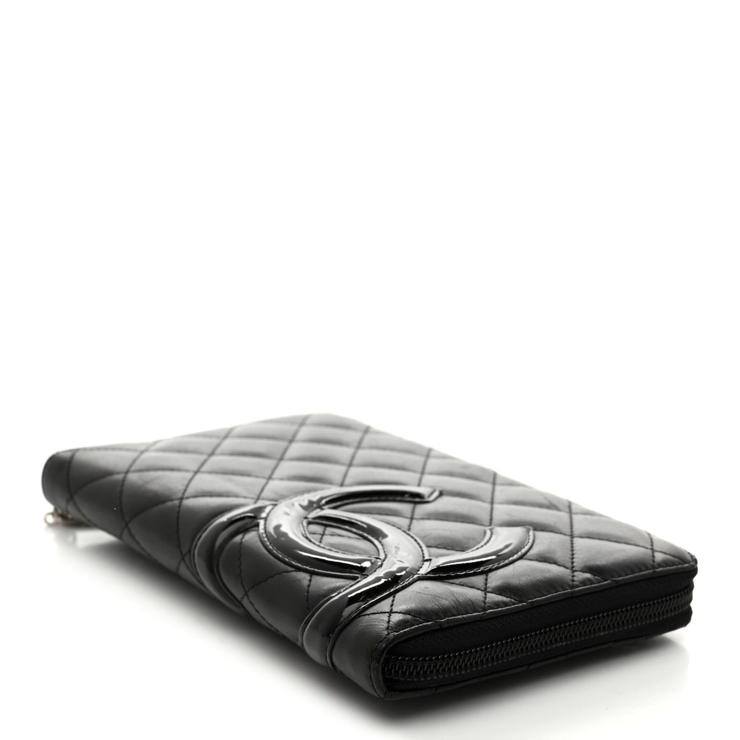 Calfskin Cambon Zip Around Organizer Wallet Black