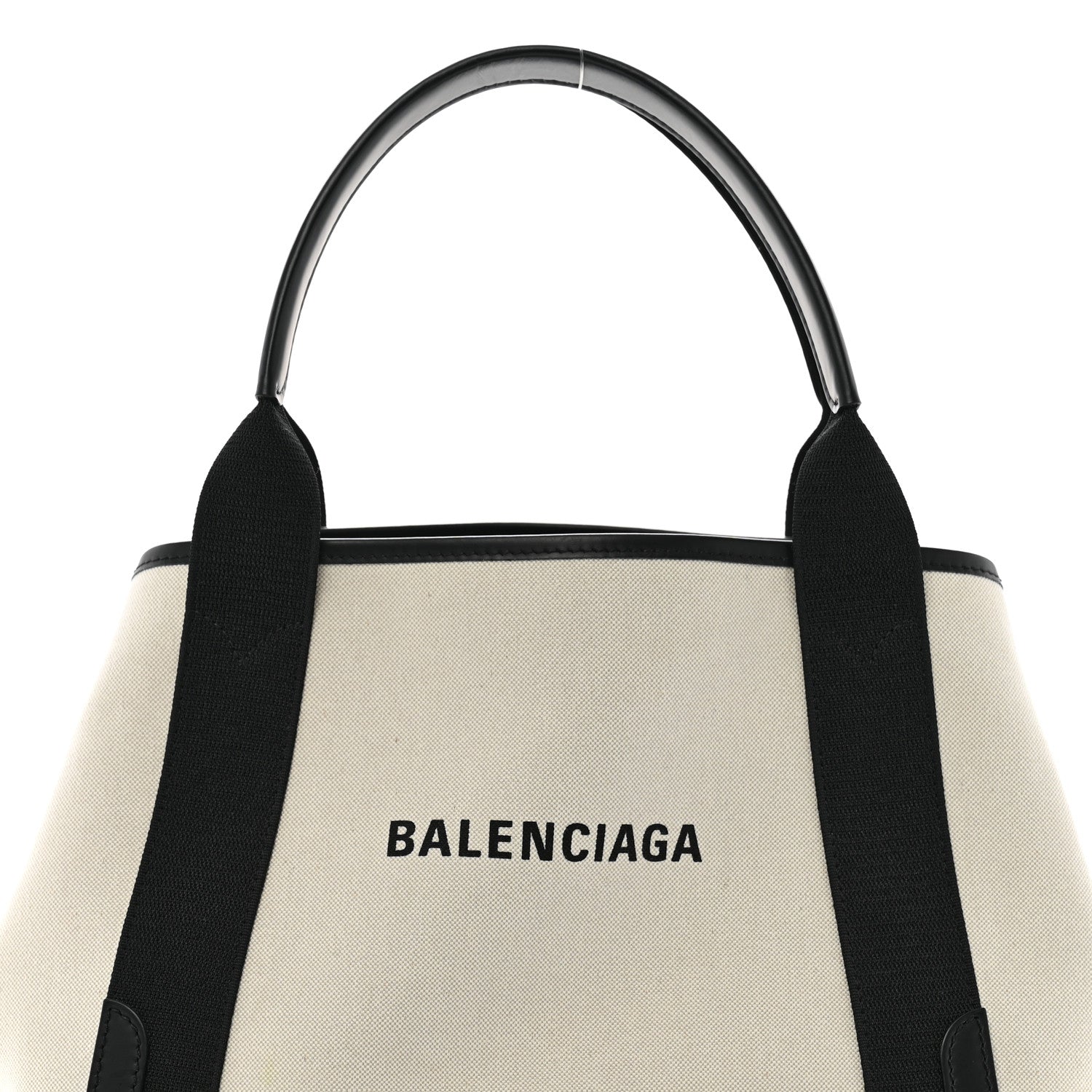 Balenciaga Cotton Canvas Satin Calfskin S Navy Cabas Natural Black 9 of 16