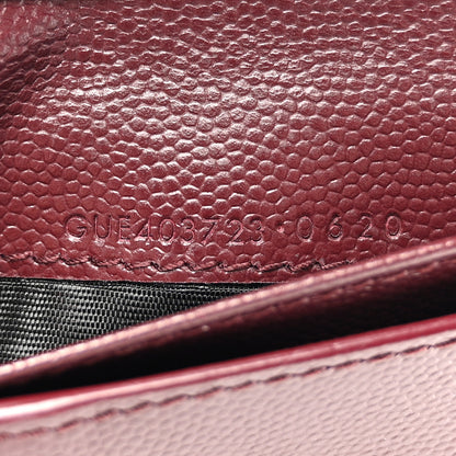 Saint Laurent Grain De Poudre Matelasse Chevron Monogram Compact Zip Around Wallet Bordeaux 8 of 10