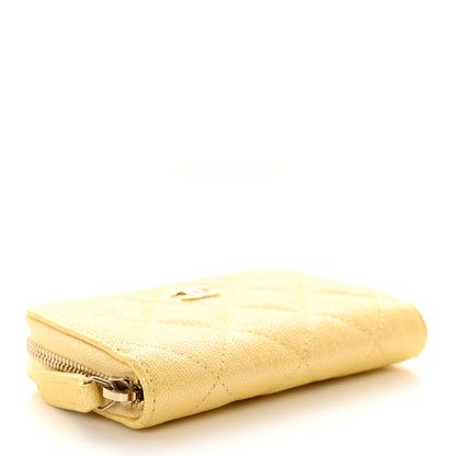 Chanel Iridescent Caviar Quilted Zip Coin Purse Yellow 4 of 9