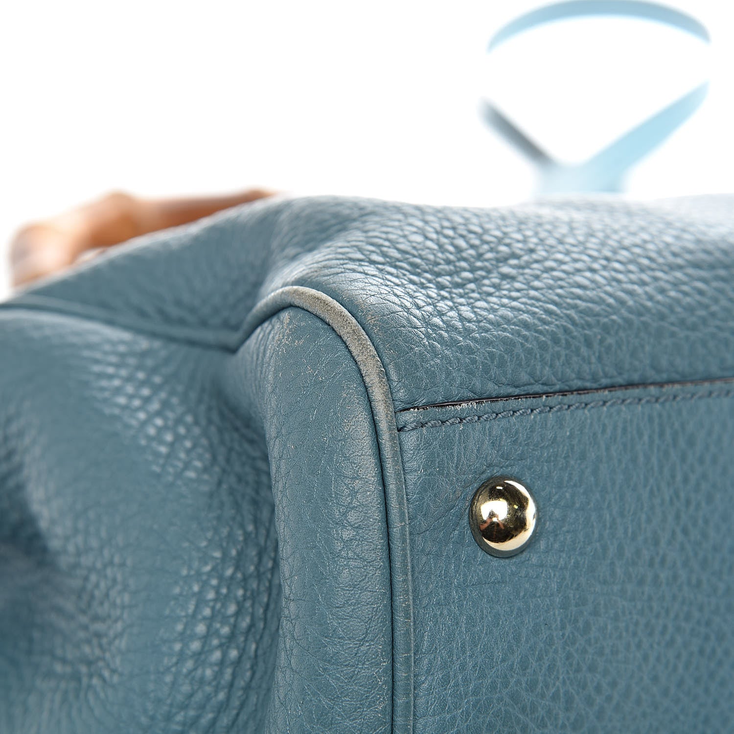 Gucci Pebbled Calfskin Medium Bamboo Shopper Tote Light Blue 12 of 22