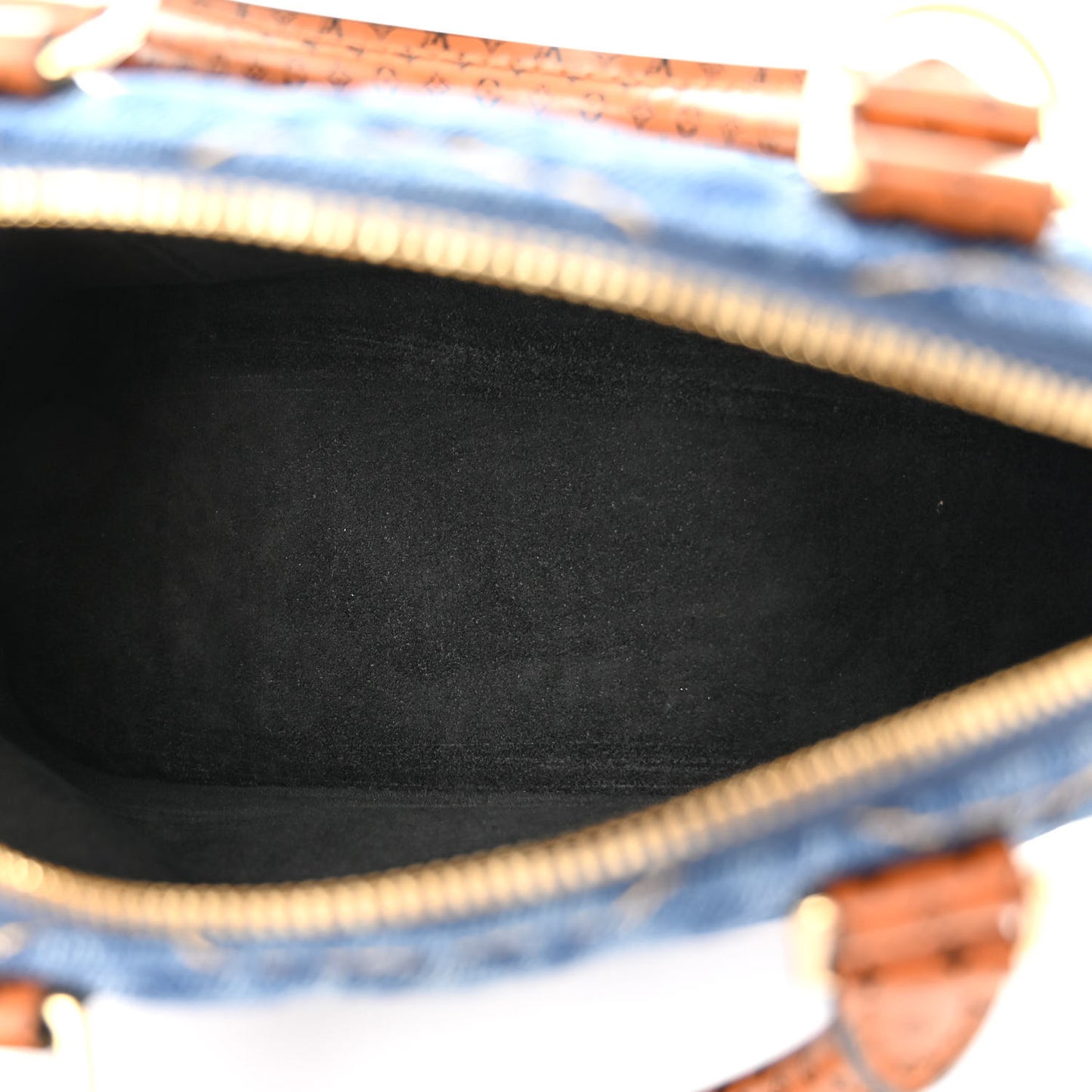 Denim Calfskin Reverse Monogram Malletage Alma BB Blue