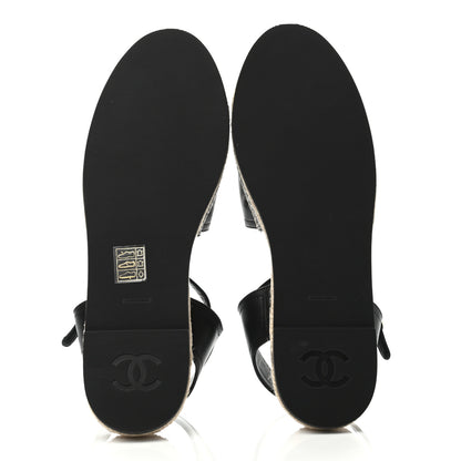 Chanel Lambskin Cap Toe CC Espadrilles Sandals 41 Black 4 of 4
