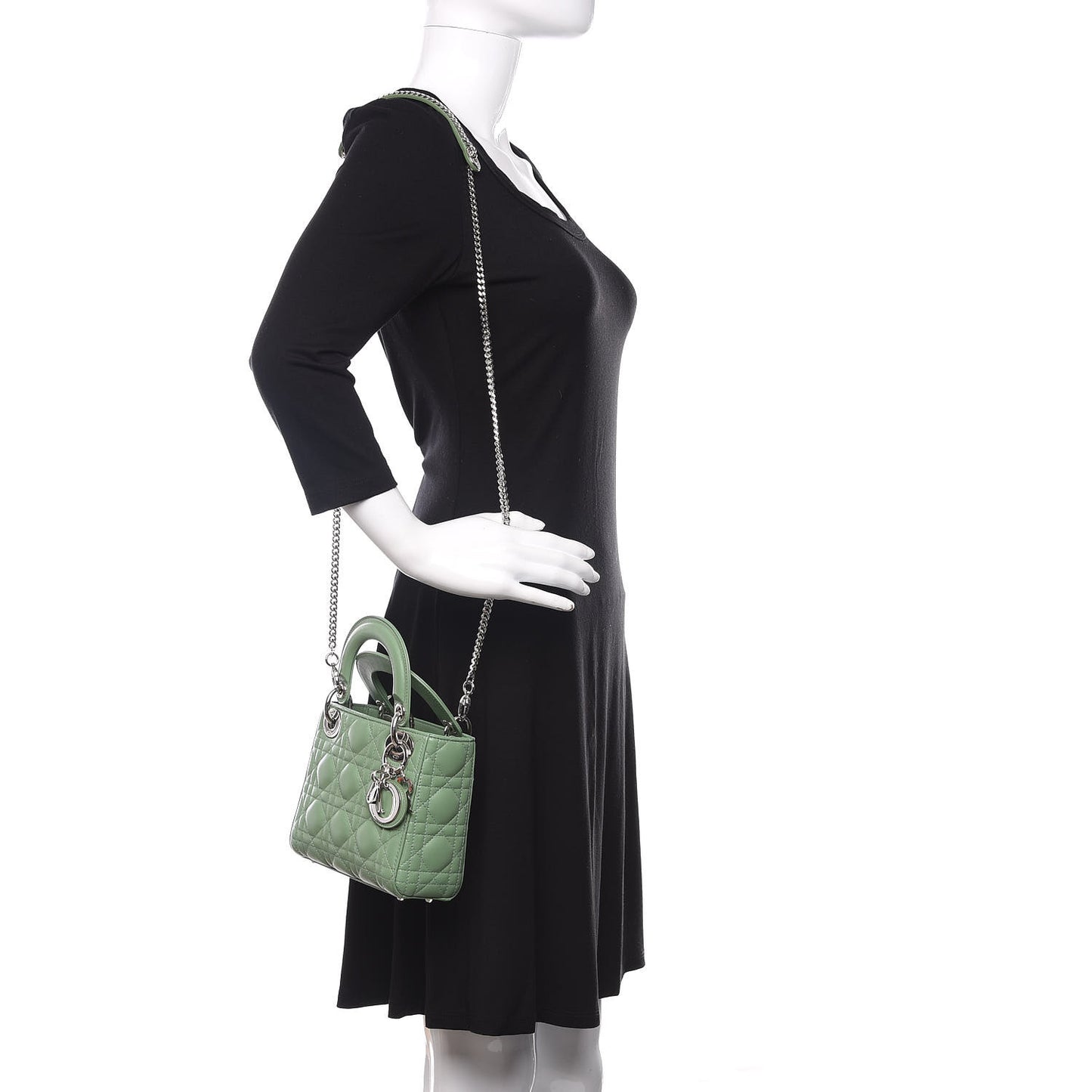 Lambskin Cannage Mini Lady Dior Green