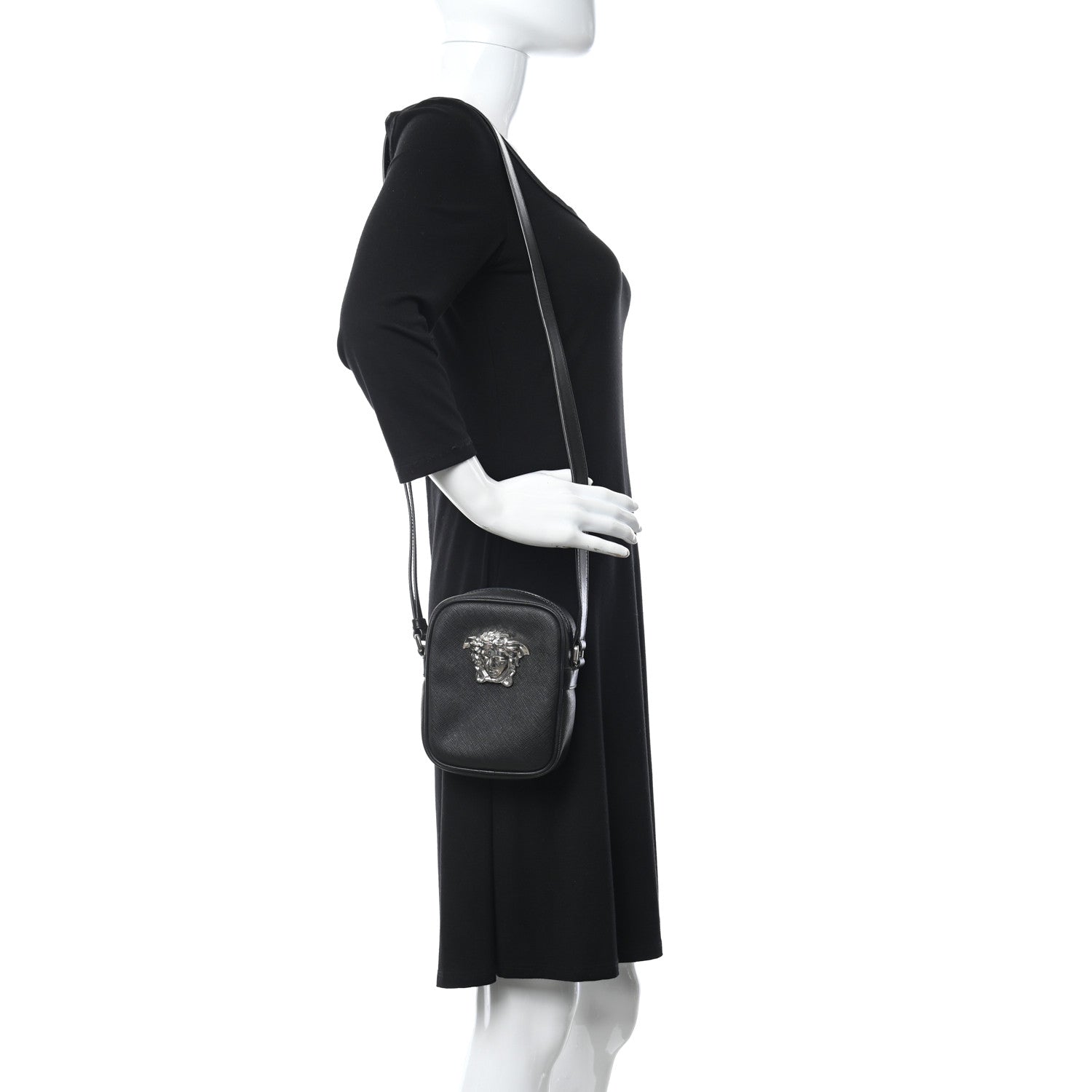 Versace Saffiano Small Medusa Messenger Bag Black 2 of 10