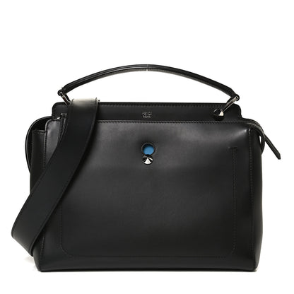Fendi Vitello Baltico Dolce DotCom Satchel Black Blue Royal 1 of 9