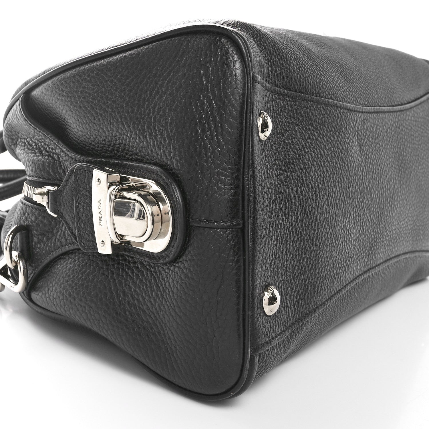 Prada Vitello Daino Bowling Bag Black 8 of 9