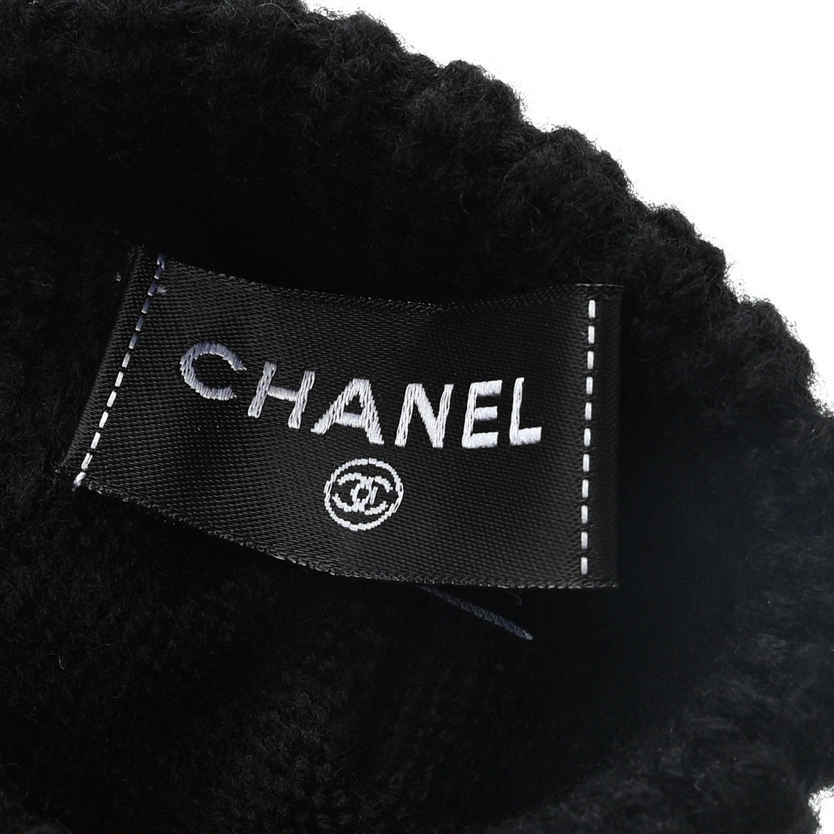 Chanel Wool Cashmere Silk CC Gloves Black Beige 3 of 4