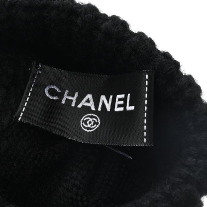 Chanel Wool Cashmere Silk CC Gloves Black Beige 3 of 4