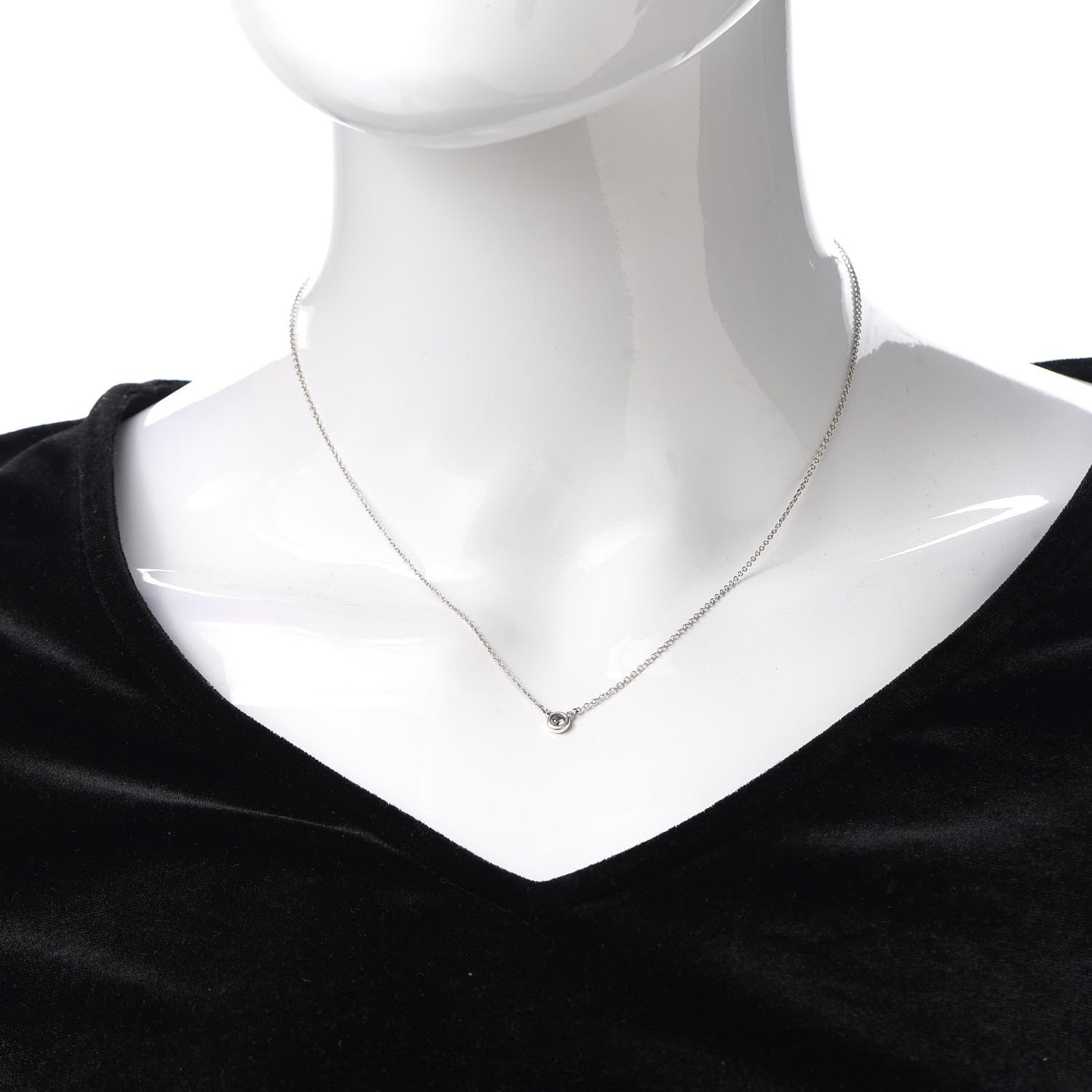 Tiffany Sterling Silver Aquamarine .06ct Elsa Peretti Color by the Yard Pendant Necklace 2 of 5