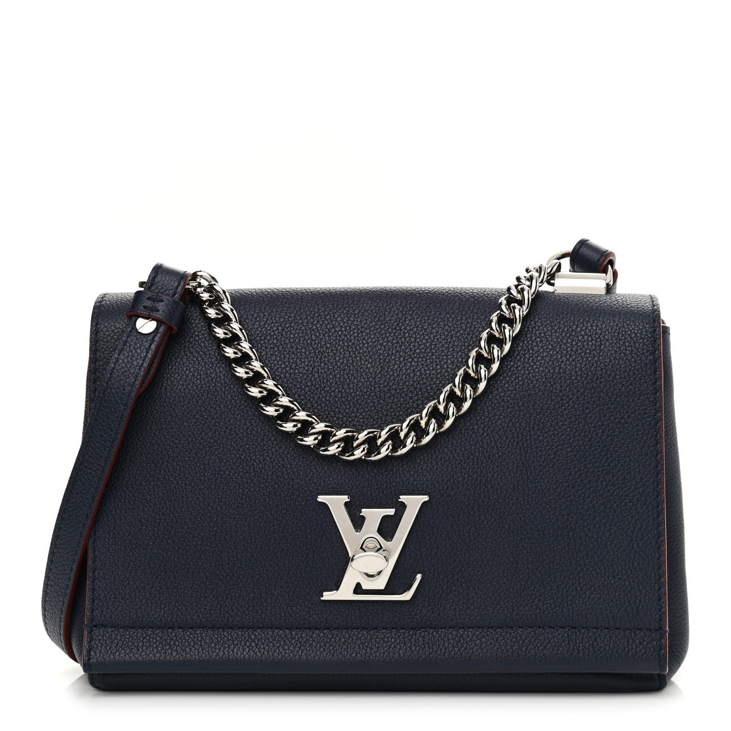 Calfskin Lockme II Chain Bag BB Marine Rouge