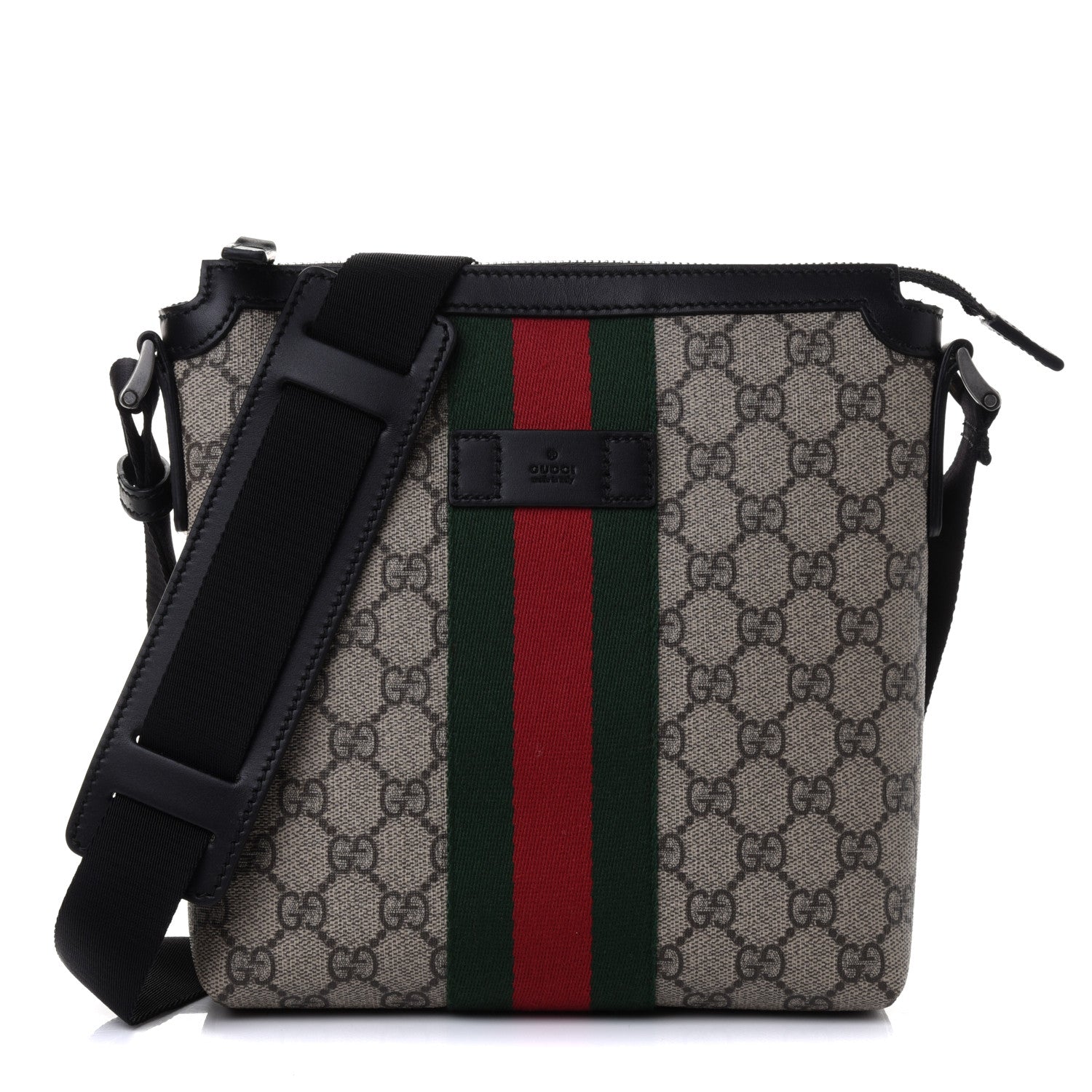 Gucci GG Supreme Monogram Web Messenger Bag Black 1 of 4