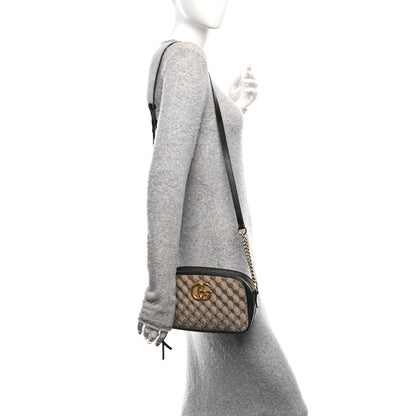 Gucci Monogram Matelasse Diagonal Small GG Marmont Chain Shoulder Bag Beige Black 2 of 10
