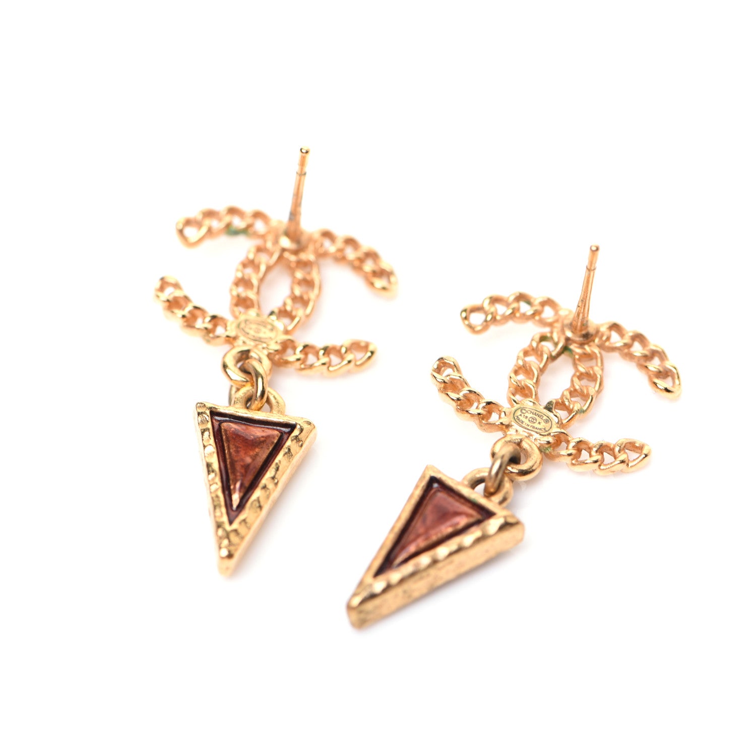 Chanel CC Chain Link Pearl Drop Earrings Gold 6 of 8