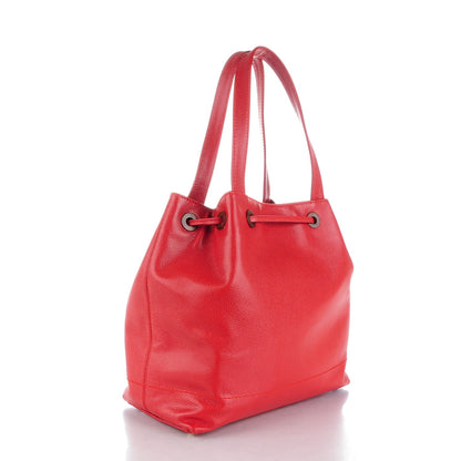 Chanel Caviar CC Drawstring Shoulder Bag Red 3 of 8