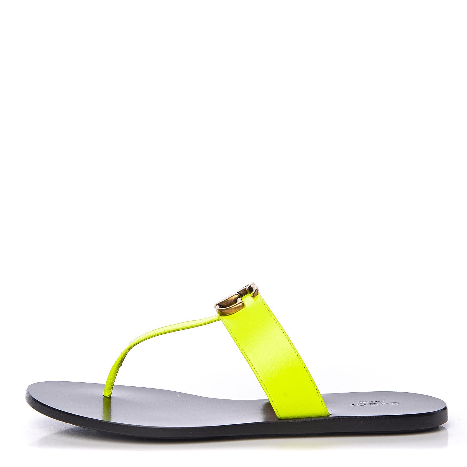 Gucci Calfskin GG Marmont Thong Sandals 40.5 Yellow Fluo 1 of 9
