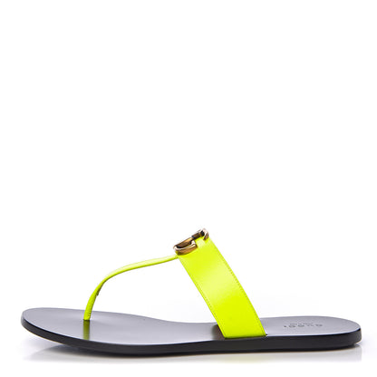 Gucci Calfskin GG Marmont Thong Sandals 40.5 Yellow Fluo 1 of 9