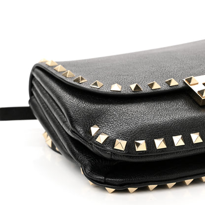 Valentino Garavani Pebbled Calfskin Small Rockstud Flap Crossbody Bag Black 4 of 9