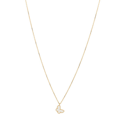 Van Cleef & Arpels 18K Yellow Gold Mother of Pearl Sweet Alhambra Butterfly Pendant Necklace 1 of 6