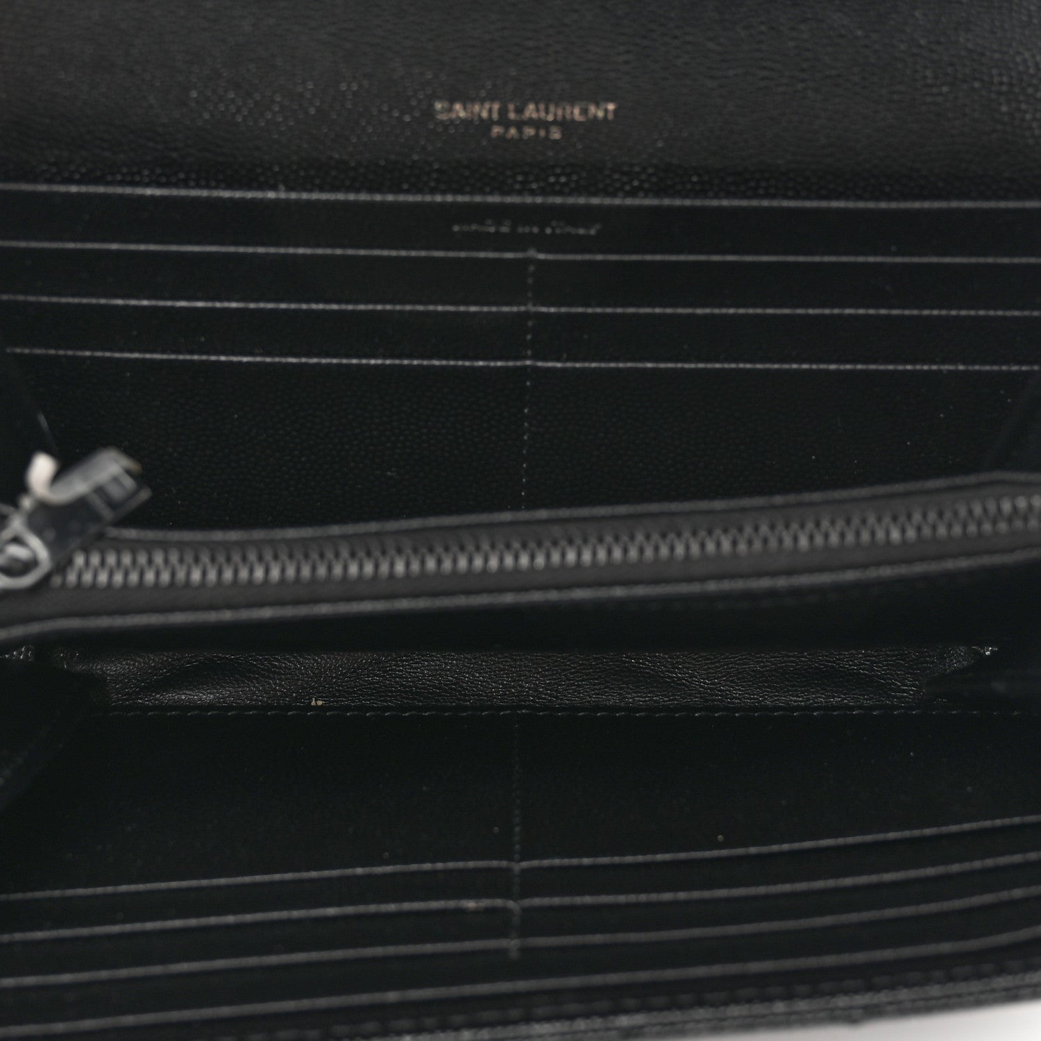 Saint Laurent Grain De Poudre Matelasse Chevron Monogram Flap Wallet Black 5 of 8