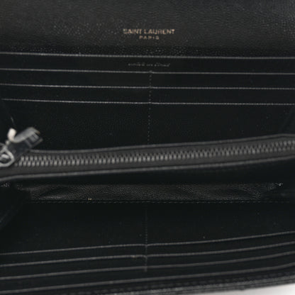 Saint Laurent Grain De Poudre Matelasse Chevron Monogram Flap Wallet Black 5 of 8