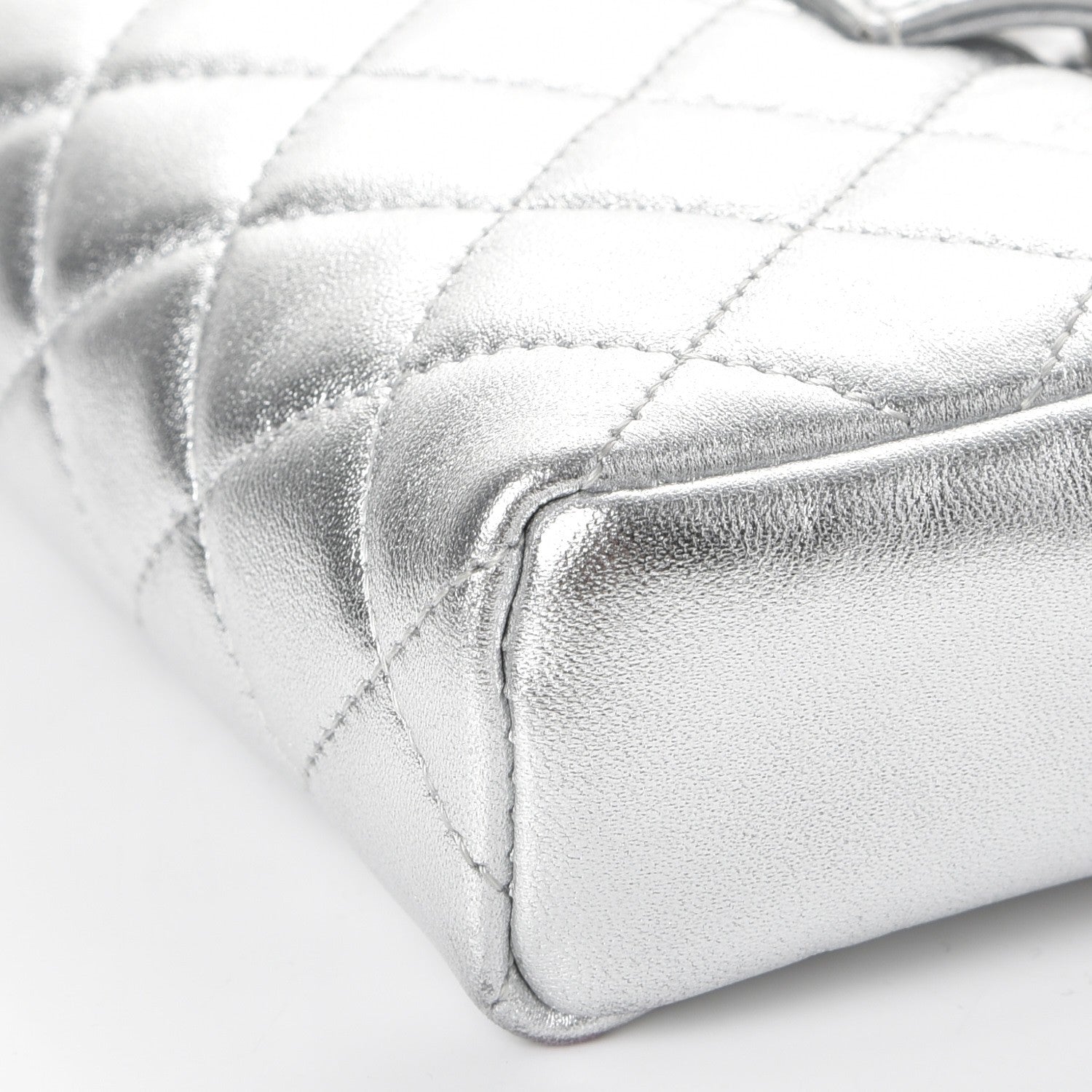 Chanel Metallic Lambskin Quilted Pearl Chain Mini Love Symbols Bag Silver 8 of 13