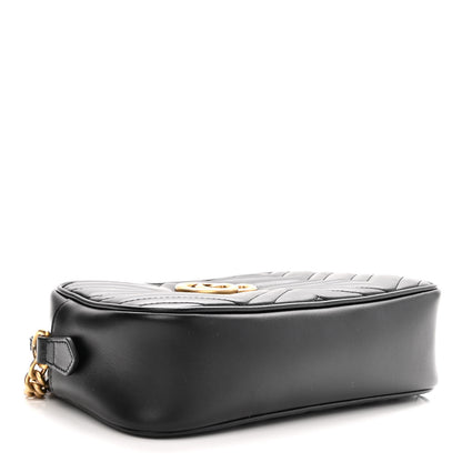 Gucci Calfskin Matelasse Small GG Marmont Chain Shoulder Bag Black 4 of 10