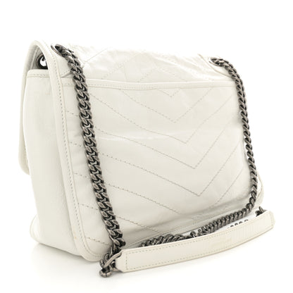 Saint Laurent Crinkled Calfskin Matelasse Monogram Medium Niki Chain Satchel Dirty White 3 of 13