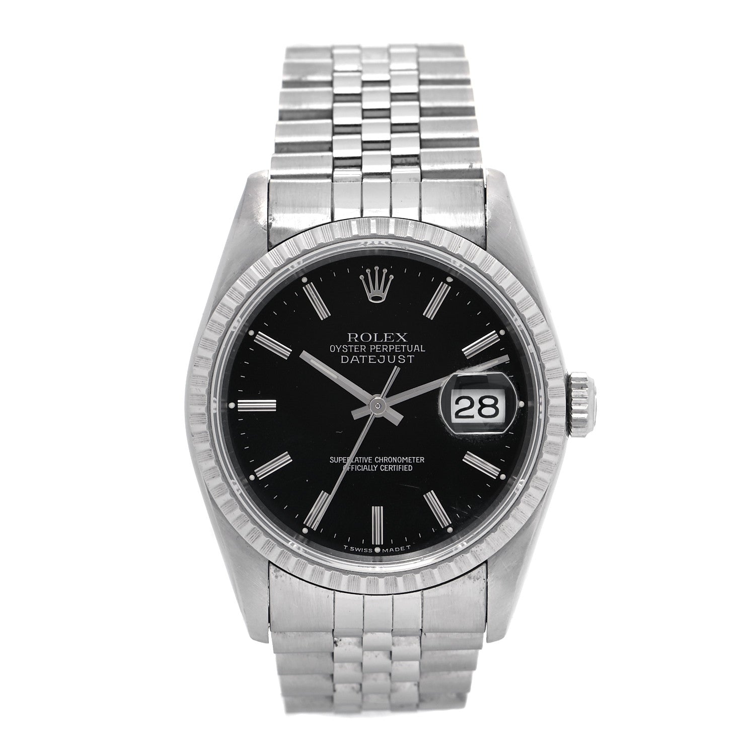 Rolex Stainless Steel 36mm Oyster Perpetual Datejust Watch Black 16220 1 of 5