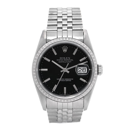 Rolex Stainless Steel 36mm Oyster Perpetual Datejust Watch Black 16220 1 of 5