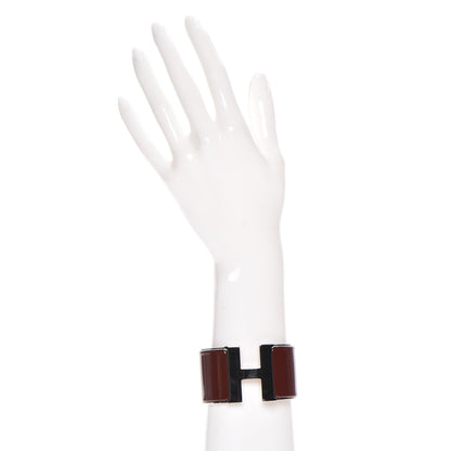 Hermes Enamel Extra Wide Clic Clac H Bracelet PM Moka 2 of 5