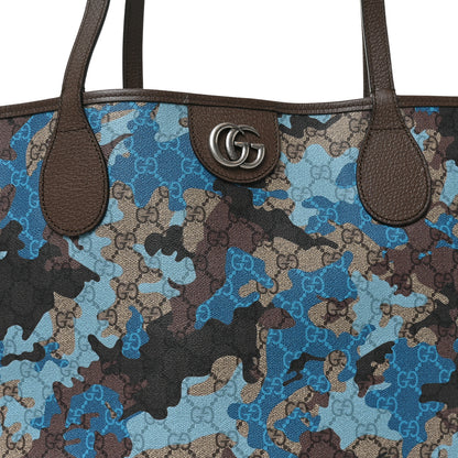 Gucci GG Supreme Monogram Camouflage Print Large Tote Beige Ebony New Acero Blue 8 of 10