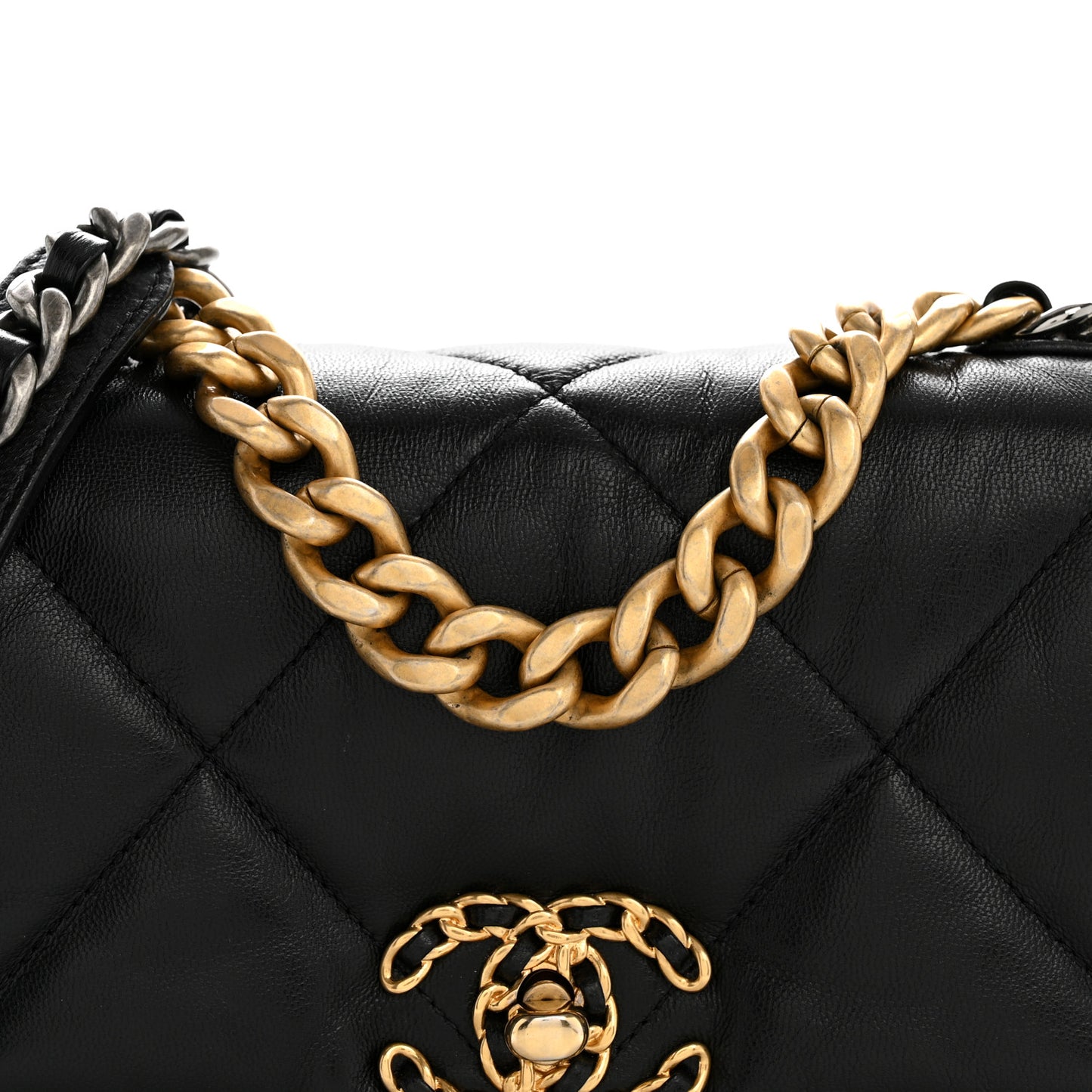 Goatskin Quilted Medium Chanel 19 Flap Black