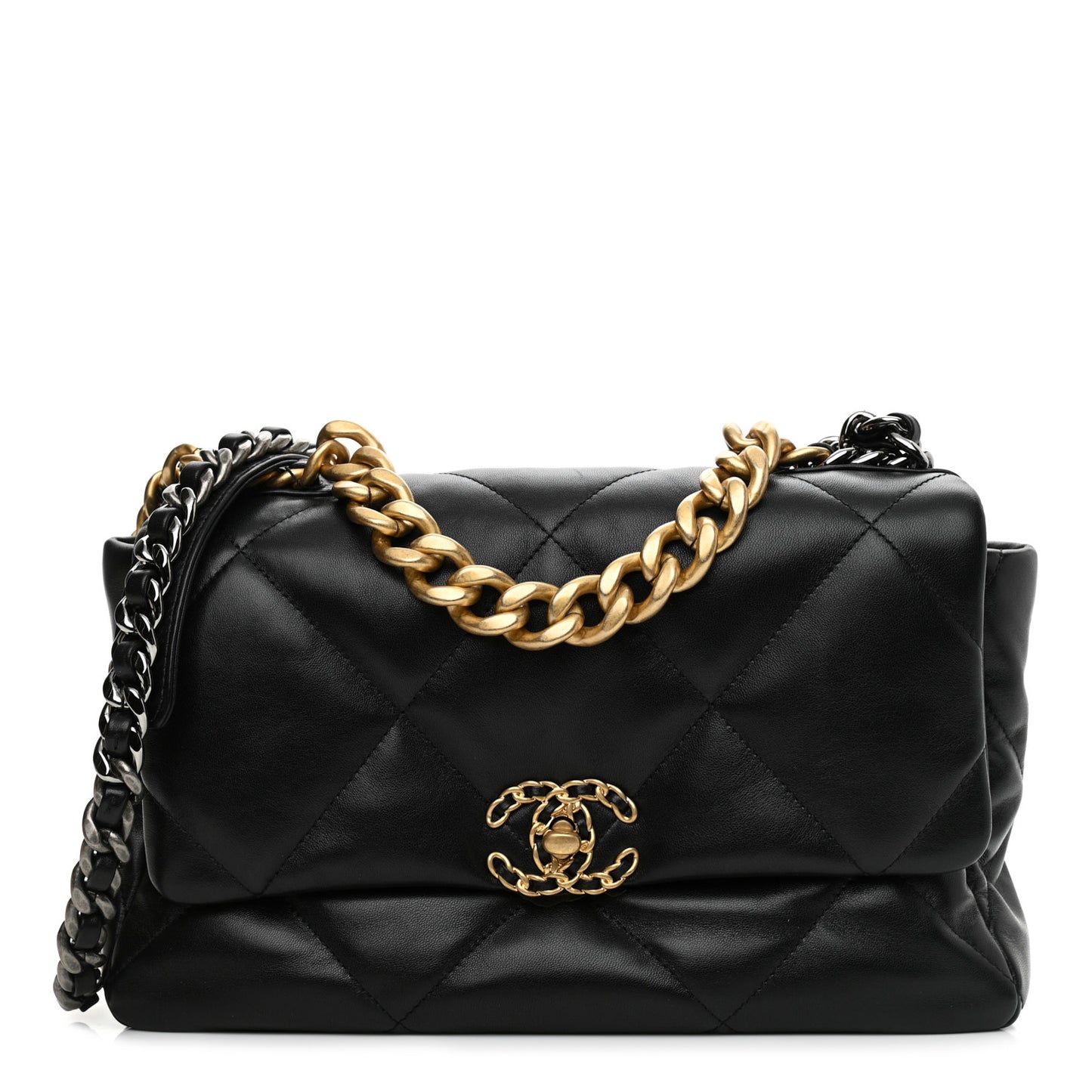 Lambskin Quilted Large Chanel 19 Flap Black