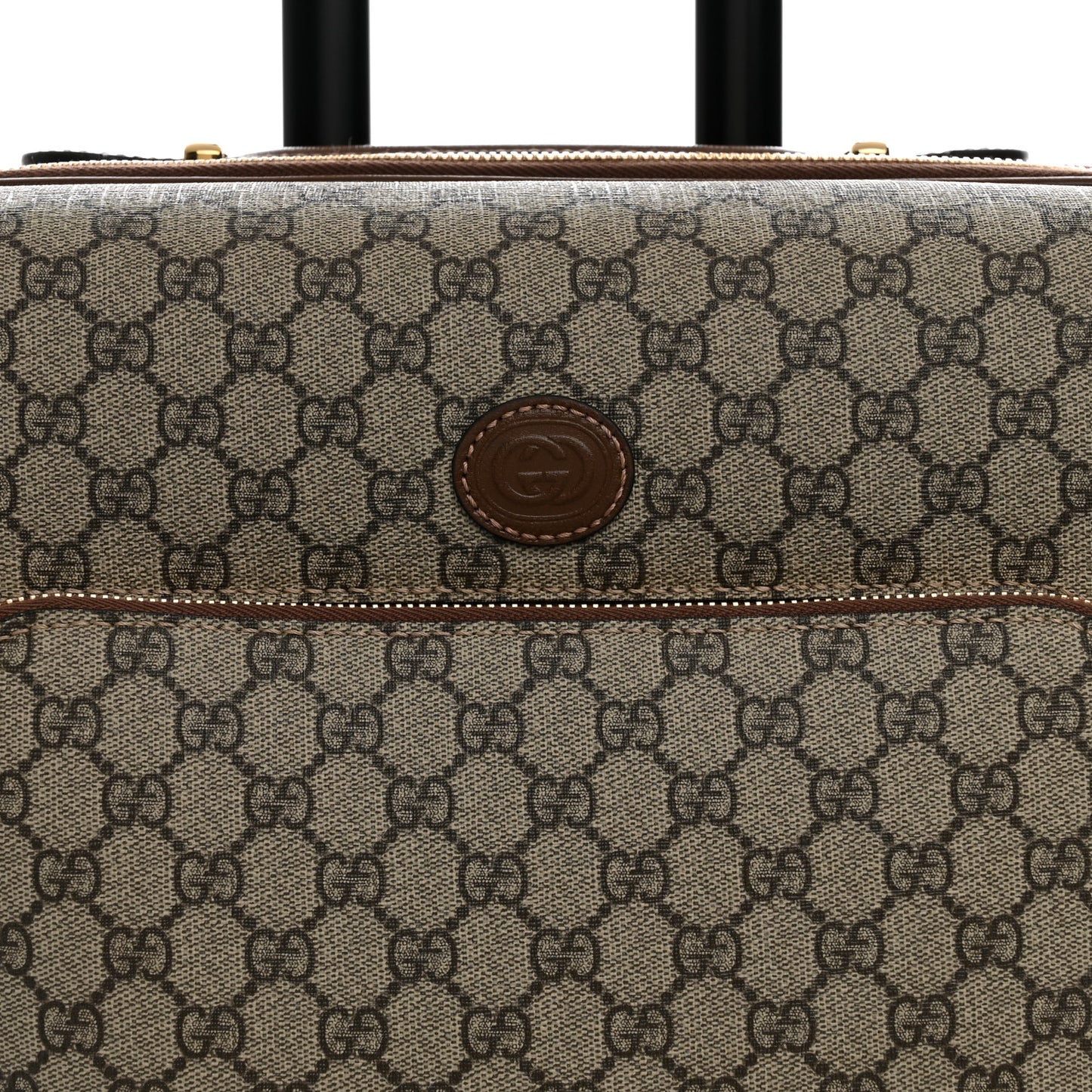 GG Supreme Monogram Azalea Calfskin Retro Interlocking G Small Savoy Cabin Trolley Beige Ebony Brown Sugar