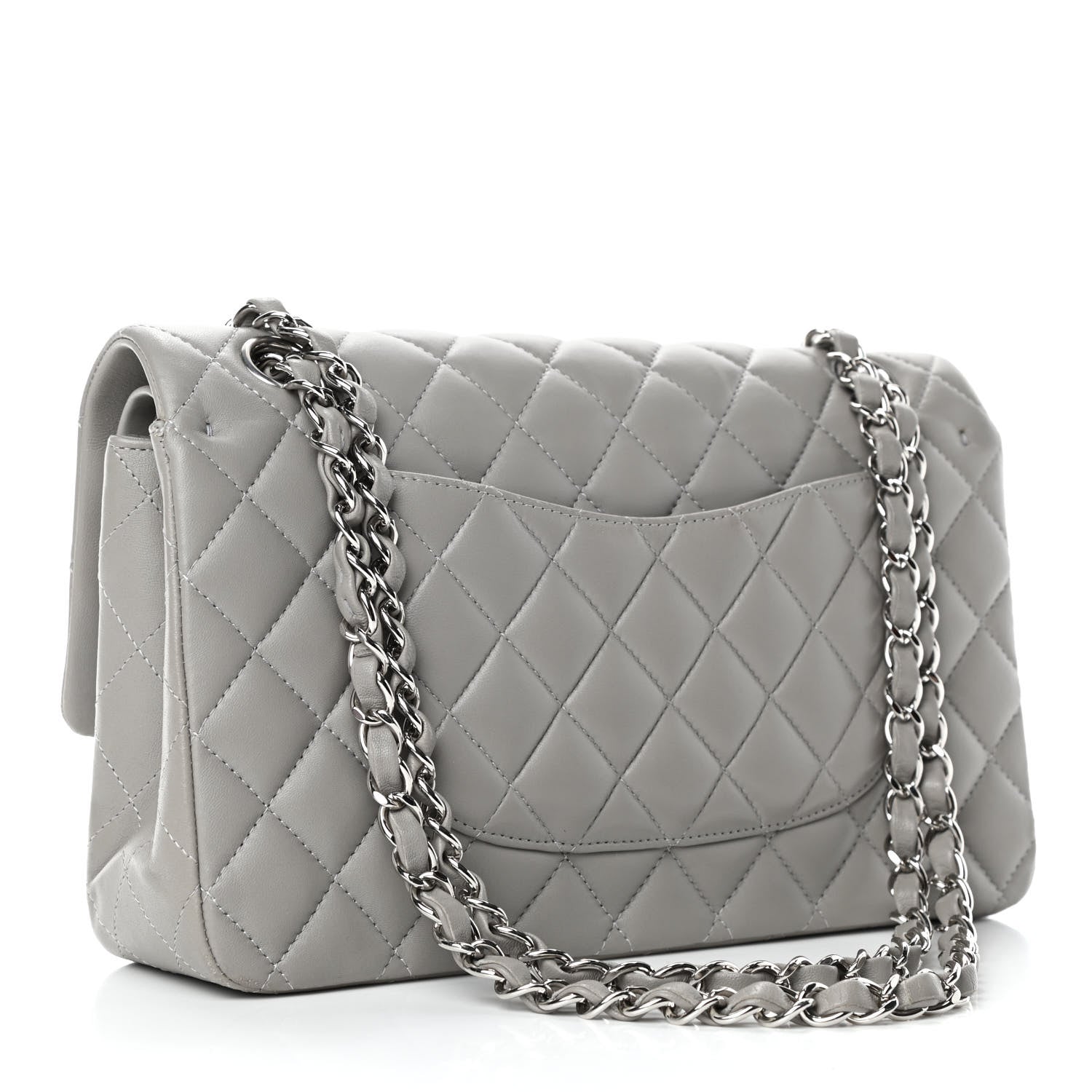 Chanel Lambskin Quilted Medium Double Flap Grey 2 of 6