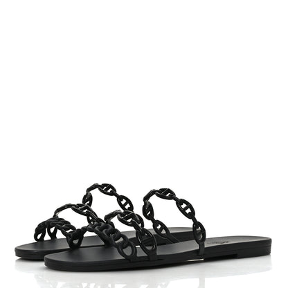 Hermes Rubber Chaine d'Ancre Rivage Sandals 38 Black 3 of 7