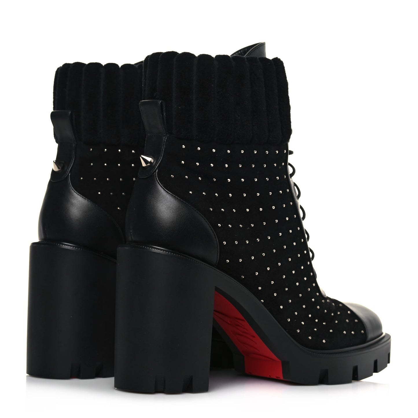 Dakita Calfskin 70 Studded Combat Boots 39.5 Black