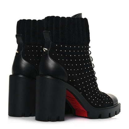 Christian Louboutin Dakita Calfskin 70 Studded Combat Boots 39.5 Black 4 of 9