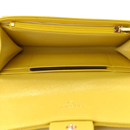 Chanel Caviar Quilted Medium Gusset Flap Wallet Yellow 5 of 9