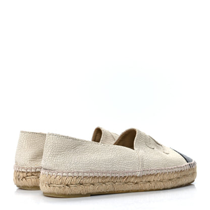 Chanel Crackled Calfskin Espadrilles 36 Light Beige Black 4 of 8