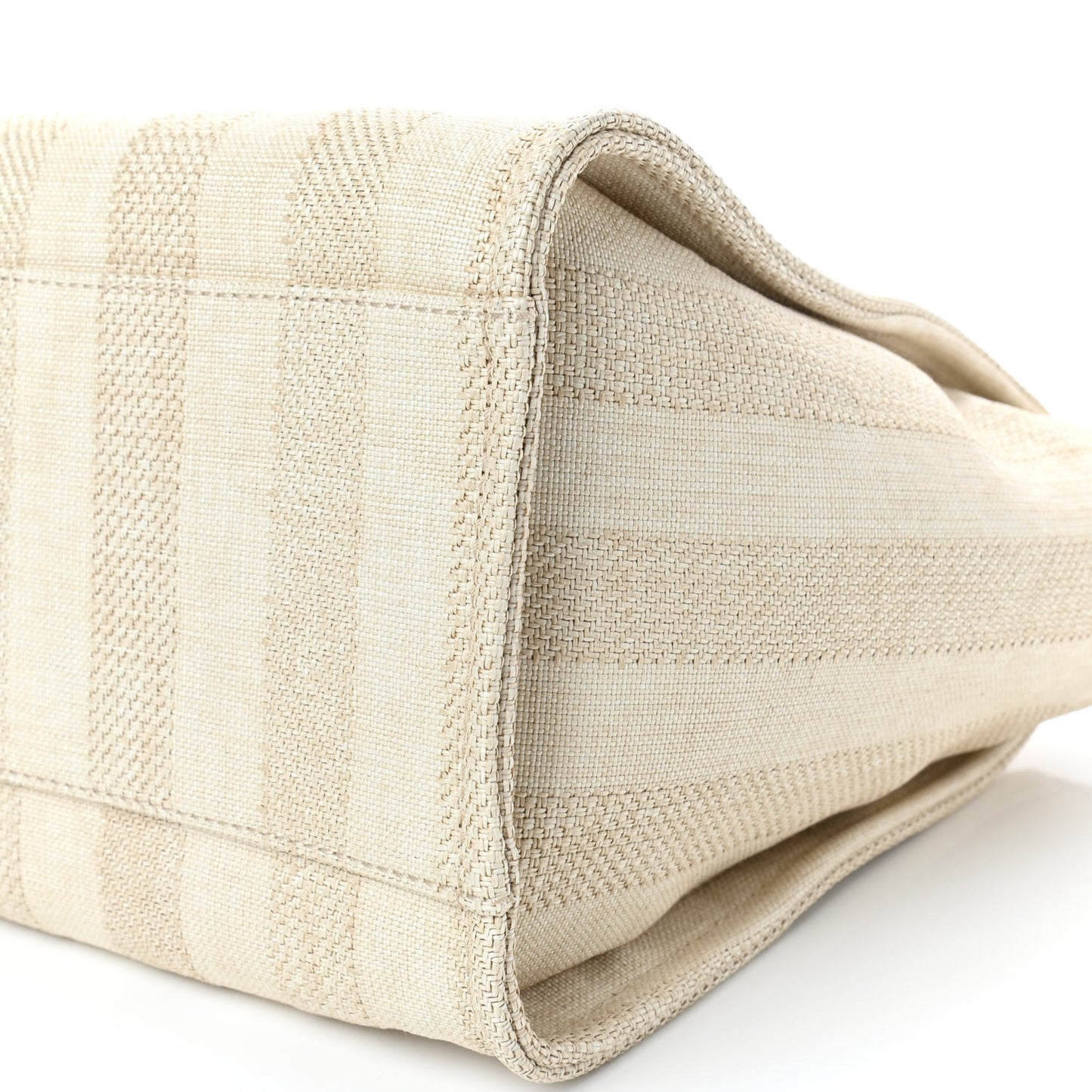 Mixed Fibers Striped Medium Deauville Tote Beige