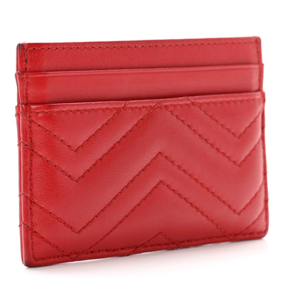 Gucci Calfskin Matelasse GG Marmont Card Holder Hibiscus Red 3 of 9