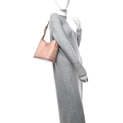 Gucci GG Supreme Monogram Textured Dollar Calfskin Web Small Ophidia Bucket Shoulder Bag Rose Pink 2 of 10