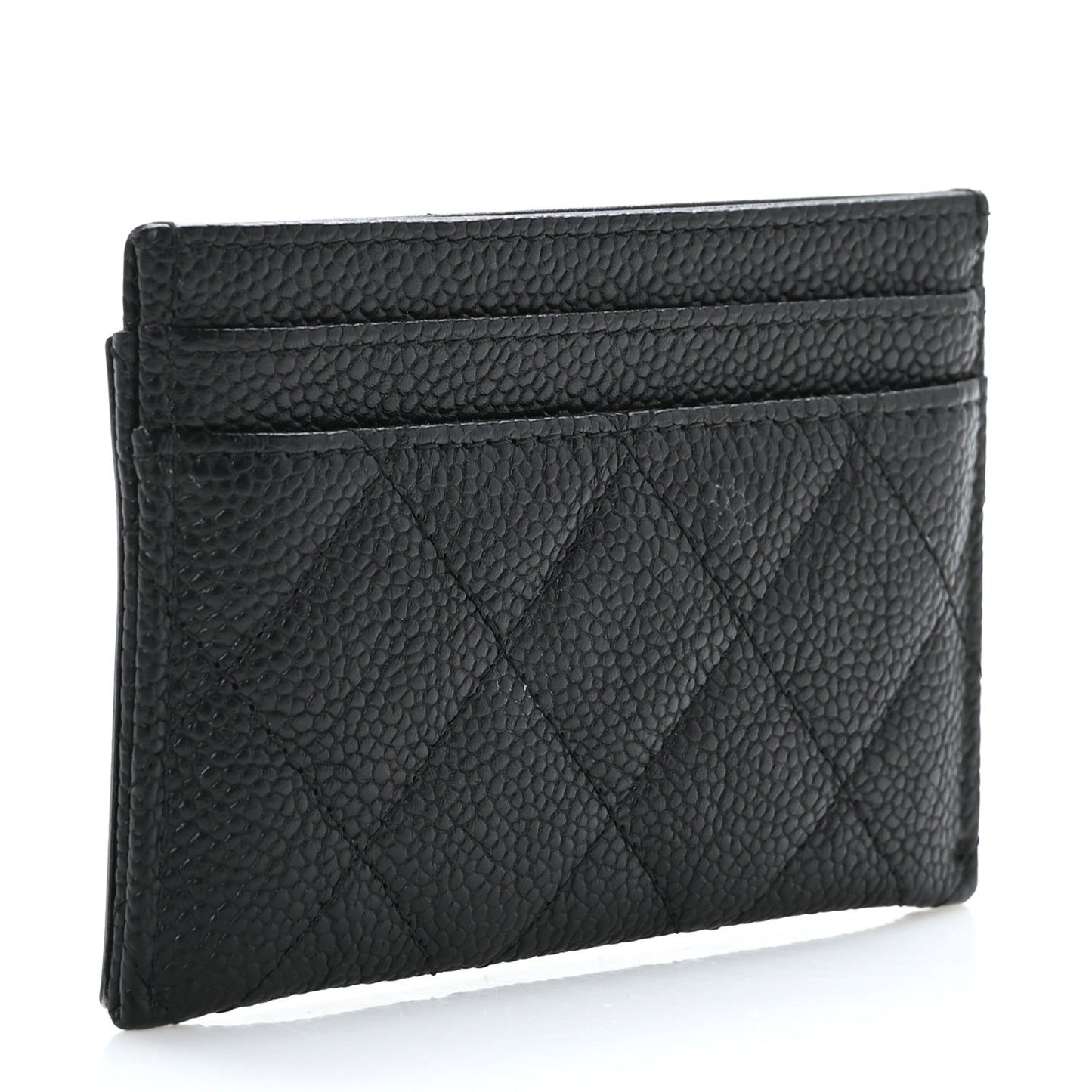 Caviar Quilted Filigree Card Holder Black