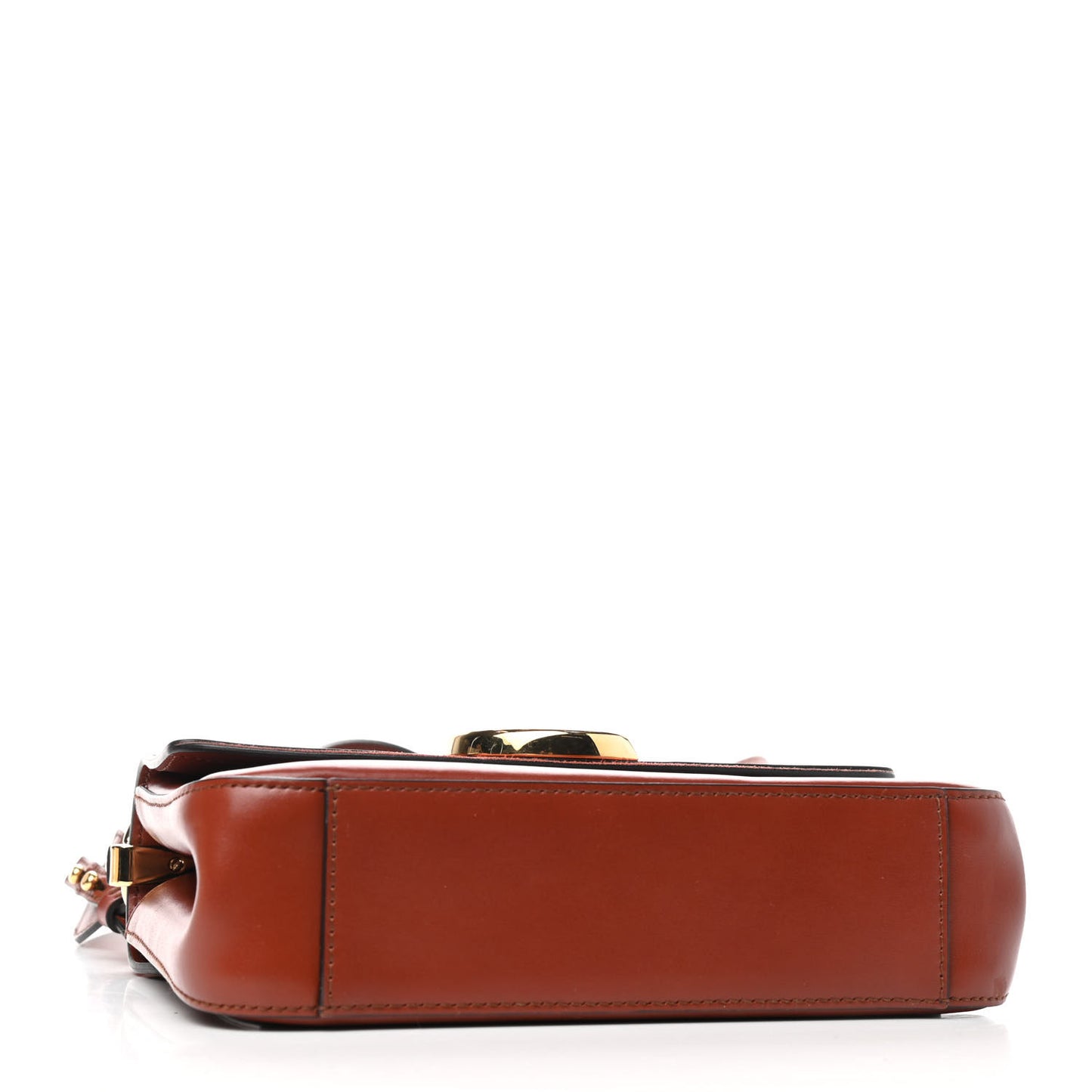 Shiny Calfskin Suede Small C Double Carry Bag Sepia Brown